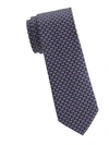 Ferragamo Dumbbell Silk Classic Tie In Navy/pearl