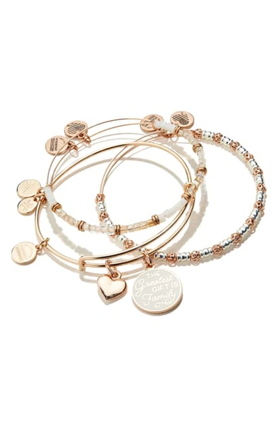 Alex And Ani Words Are Powerful The Greatest Gift Set Of 3 Bangles In Shiny Rose Gold