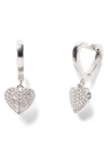 Kate Spade Heart To Heart Pave Huggie Hoop Earrings In Clear/ Silver