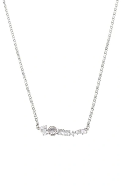 Allsaints Stone Bar Frontal Necklace, 16 In Crystal/ Rhodium