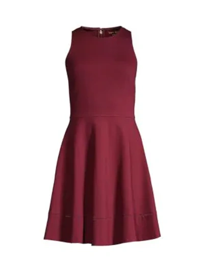 Kate Spade Sleeveless Ponte Fit-&-flare Dress In Deep Fig