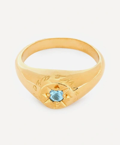 Alex Monroe Gold-plated Aquamarine Birthstone Ring