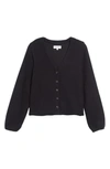 Madewell Texture & Thread Bubble-sleeve Cardigan In True Black