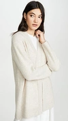 Vince Ribbed Wool & Cashmere Cardigan In Heather Dove Oat