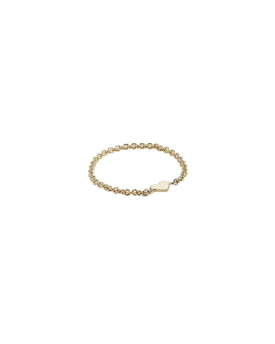 Zoë Chicco Itty Bitty Heart Chain Ring In Gold