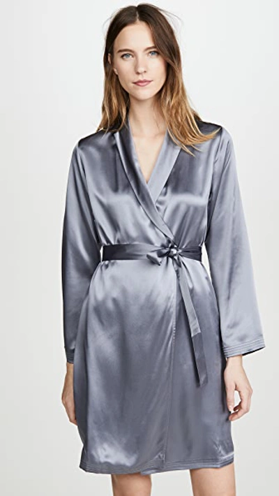 La Perla Women's Silk Short Robe In Silver