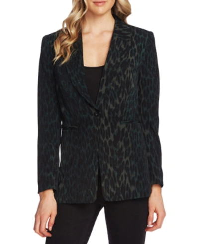 Vince Camuto Plus Size Animal-print Blazer In Leopard/ Dark Willow