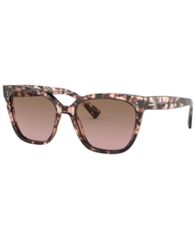 Valentino Sunglasses, Va4070 55 In Pink Havana/gradient Pink Brown