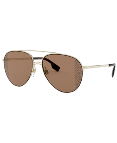Burberry Be3113 Light Gold Sunglasses In Brown Uv Printing Tb