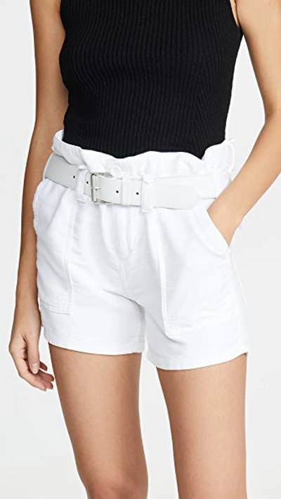 Rta Saint Belted Cotton Shorts In White