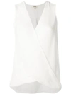 L Agence Mila Draped Silk Surplice Blouse In White