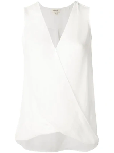 L Agence Mila Draped Silk Surplice Blouse In White