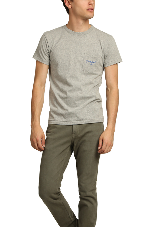 Velva Sheen Men's X Blue&cream 11937 Pocket T-shirt In ...