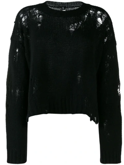 R13 Shredded Oversized Cashmere Sweater In Black