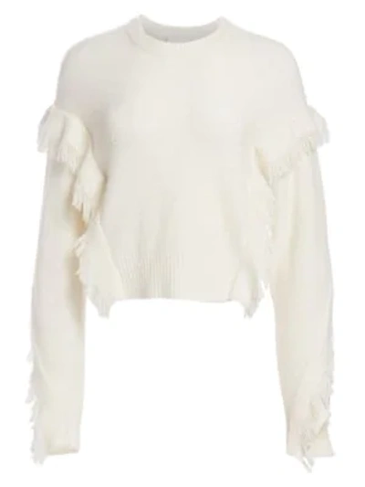 3.1 Phillip Lim / フィリップ リム Cropped Fringe-sleeve Alpaca Sweater In White