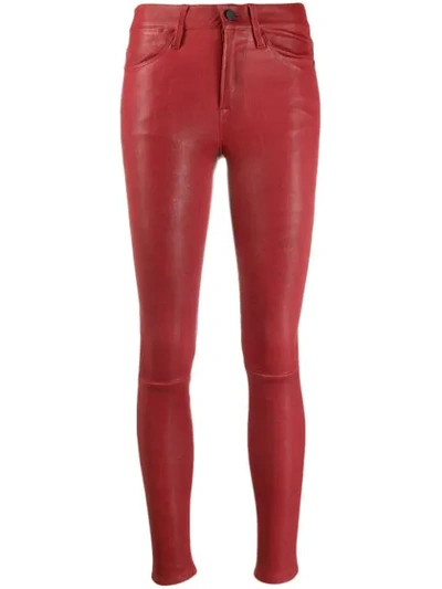 Frame Mid-rise Skinny Trousers In Red