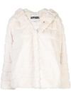Apparis Goldie 4 Paneled Faux Fur Jacket In White