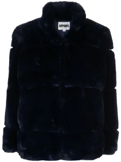 Apparis Women's Sarah Plush Faux Fur Coat In Navy Blue