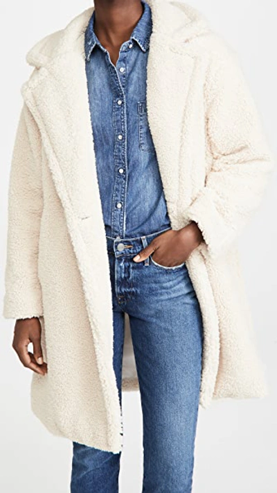 Apparis Daryna Double-breasted Sherpa Coat In Ivory