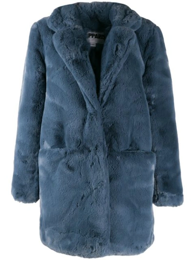 Apparis Sophie Faux Fur Coat In Steel Blue