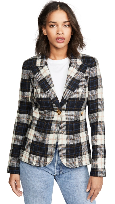 Smythe Duchess Buffalo Check Wool Blazer In Black Ivory