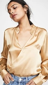 L Agence Marcella Surplice Long-sleeve Silk Charmeuse Bodysuit In Trench