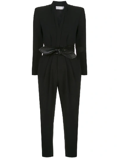 A.l.c Kieran Leather Tie-belt Jumpsuit In Black