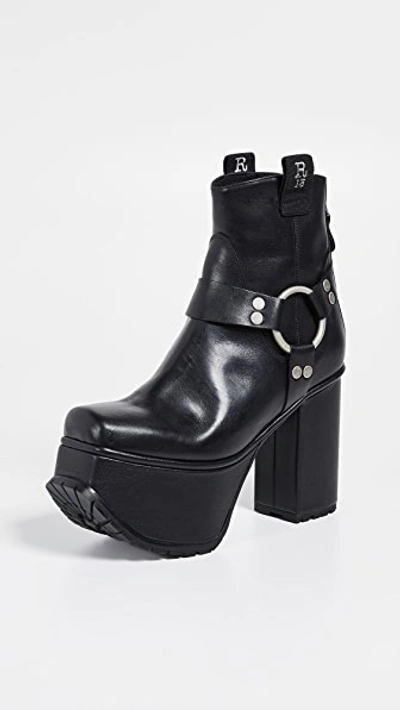 R13 Ankle Harness Platform Boots In Black