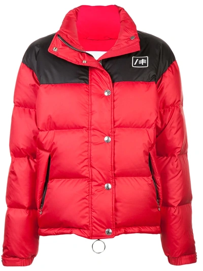 Re/done + Ienki Ienki Two-tone Quilted Shell Down Jacket In Red