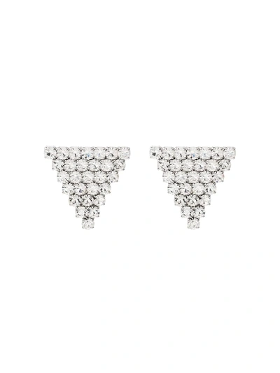 Alessandra Rich Silver Tone Triangle Crystal Earrings In Metallic