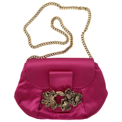 Pre-owned Roberto Cavalli Silk Clutch Bag In Pink