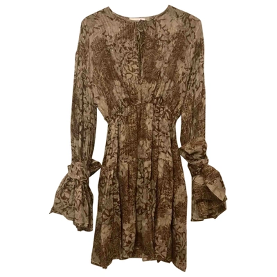 Pre-owned Faith Connexion Silk Mini Dress In Brown