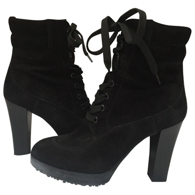 Pre-owned Hogan Lace Up Boots In Black