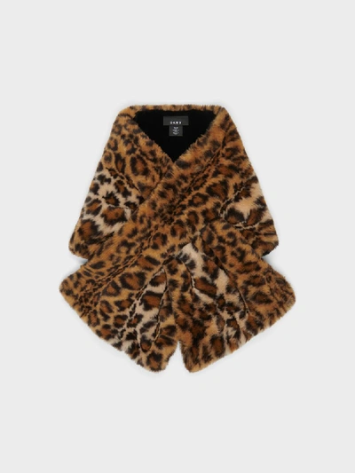 Donna Karan Dkny Women's Faux Fur Pull-through Scarf - In Leopard/black