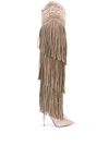 Philipp Plein Embellished Fringed Boots In Neutrals