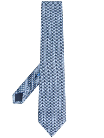 Salvatore Ferragamo Monogram Print Tie In Blue | ModeSens