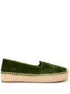 Tory Burch Espadrillas Velvet Platform In Green Velvet