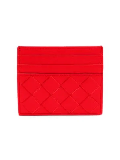 Bottega Veneta Women's Leather Card Case In Bright Red