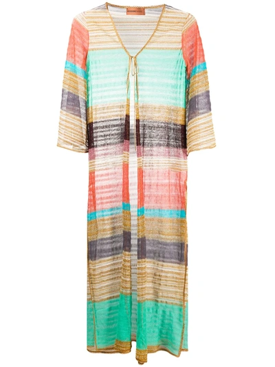 Missoni Long-sleeve Open-front Chevron Cover-up In Multi