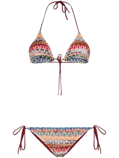 Missoni 2-piece Chevron Classic String Bikini Set In Blue