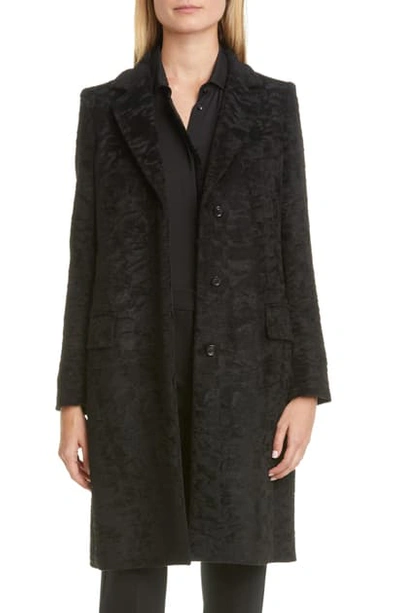 Max Mara Oncia Brocade Alpaca & Wool Tailored Coat In Black