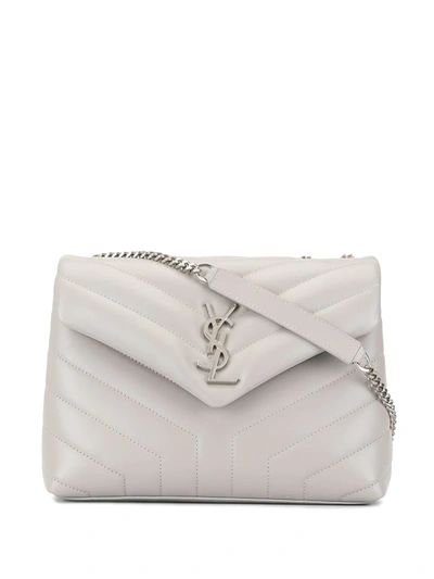 Saint Laurent Mini Cassandra Top-handle Grain De Poudre Shoulder Bag In Granite