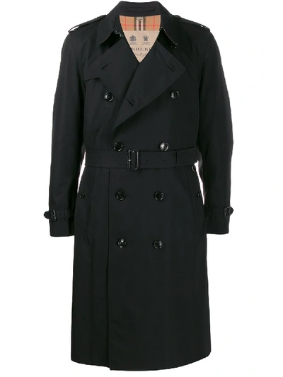 Burberry Double-breasted Trench Coat In Black