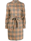 Burberry Vintage Check Tie-waist Shirt Dress In Brown