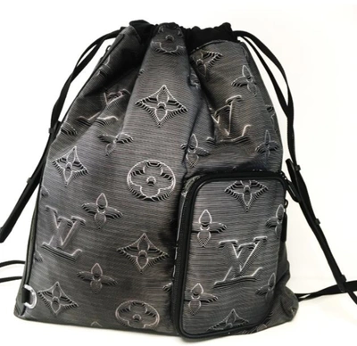 Pre-owned Louis Vuitton Drawstring Backpack Monogram 3d Gray/black