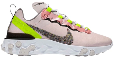 Pre-owned Nike React Element 55 Premium Light Soft Pink (women's) In Light Soft Pink/black/volt