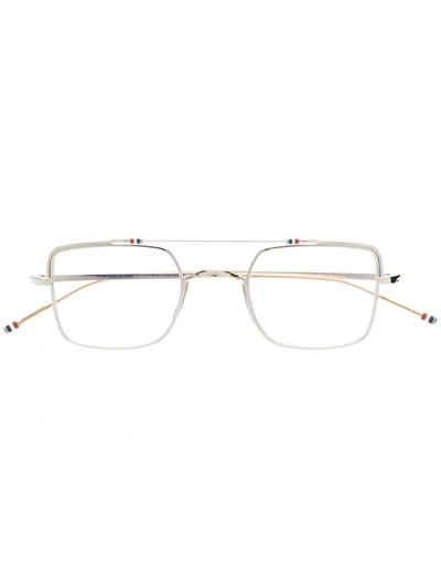 Thom Browne Square Shaped Glasses In Gold