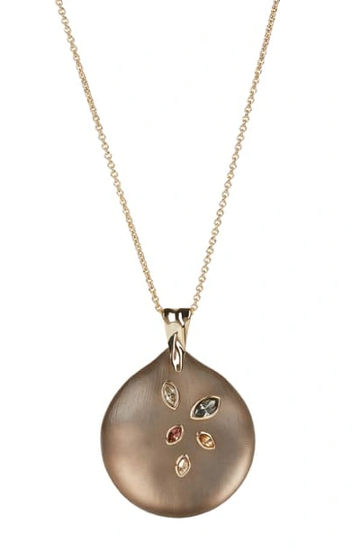 Alexis Bittar 10k Goldplated, Lucite & Crystal-studded Large Disc Pendant Necklace In Multi/gold