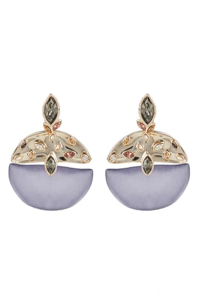 Alexis Bittar Crumpled 10k Goldplated, Lucite & Crystal Studded Drop Clip-on Earrings In Wisteria