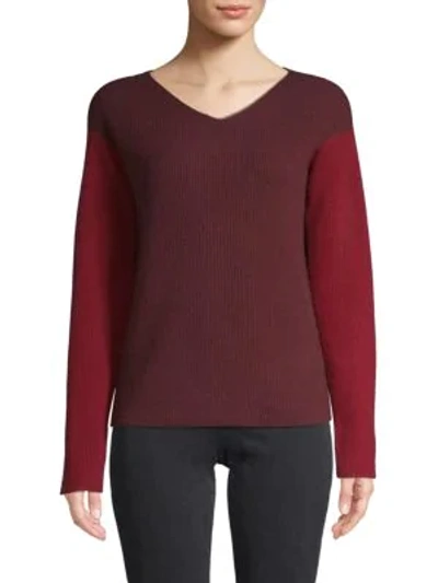 Vince Women's Colorblock Sweater In Black Cherry